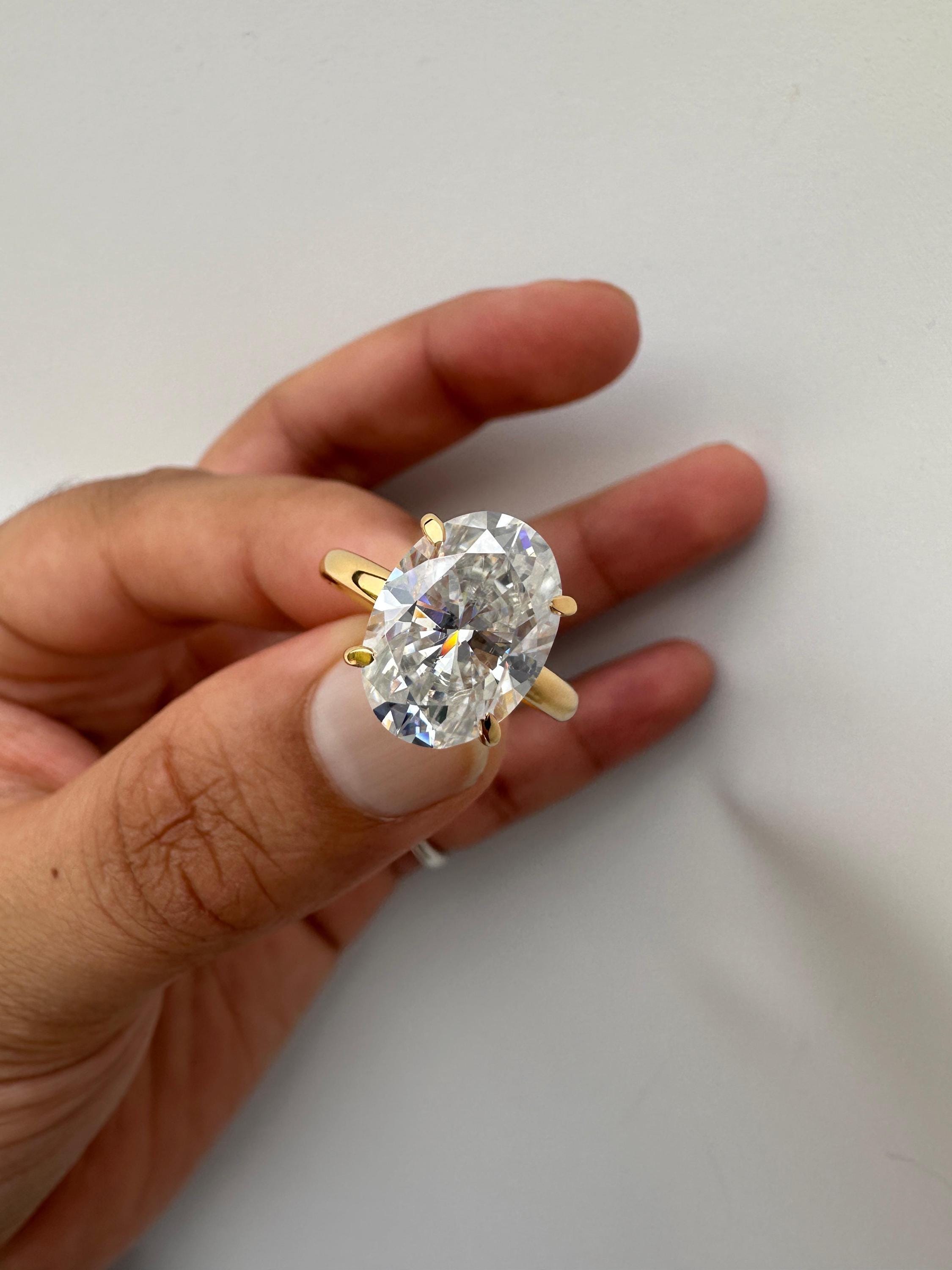 6 CT Chunky Moissanite Engagement Ring | 14K Yellow Gold | Luxury Gift for her