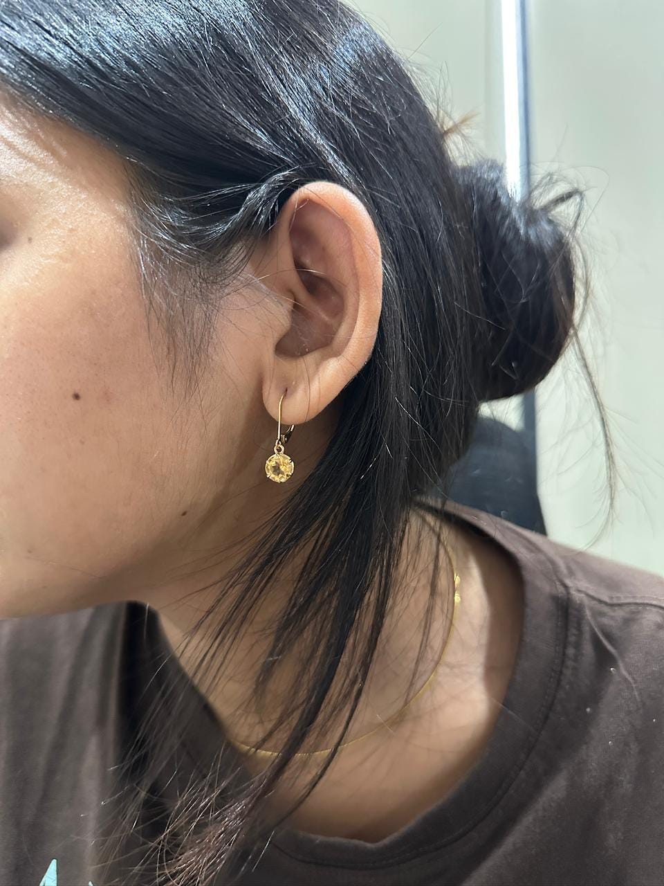 14K Gold Citrine Drop Earrings, 2 Ct Natural Gemstone, November Birthstone Gift