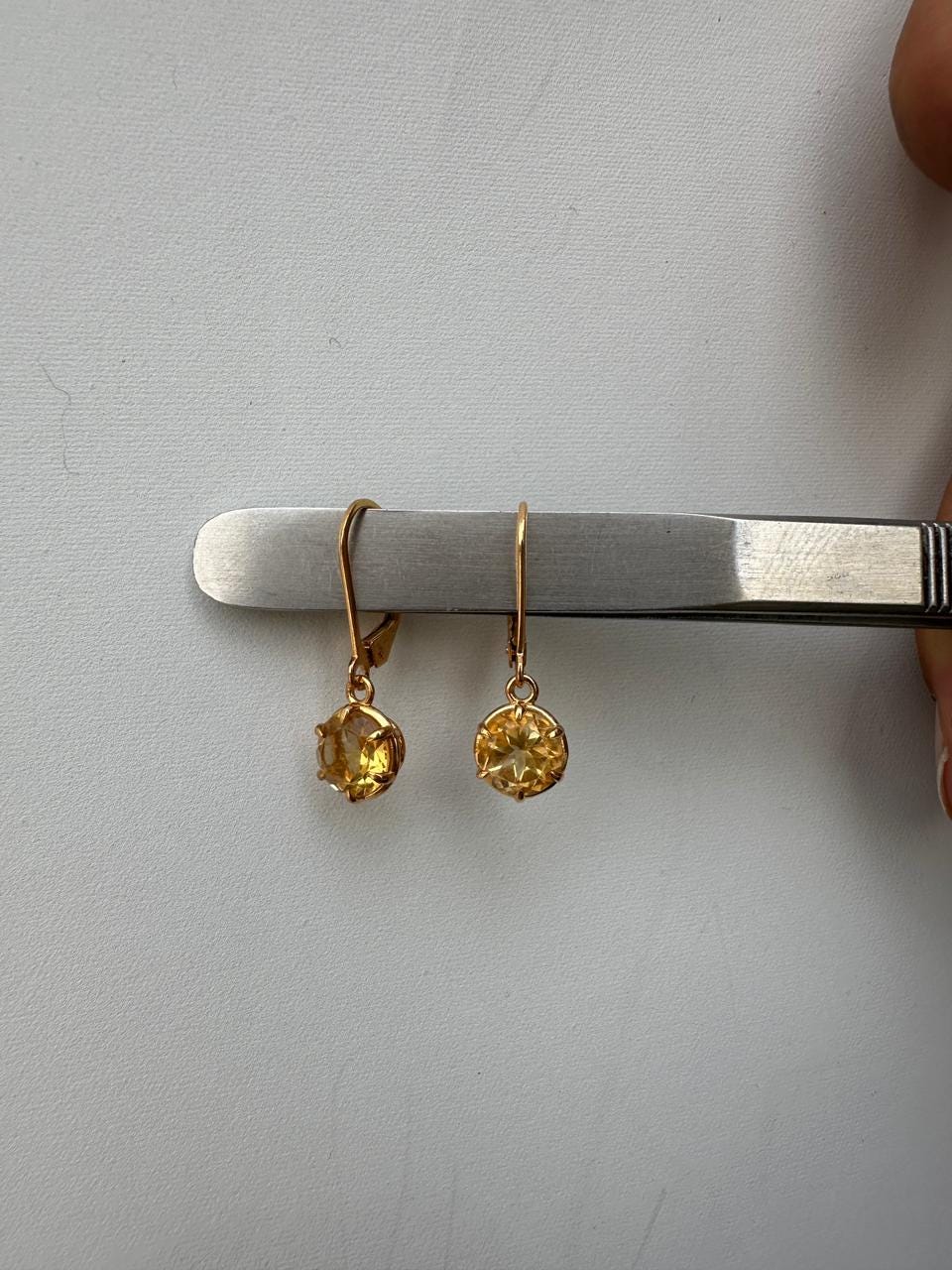 14K Gold Citrine Drop Earrings, 2 Ct Natural Gemstone, November Birthstone Gift