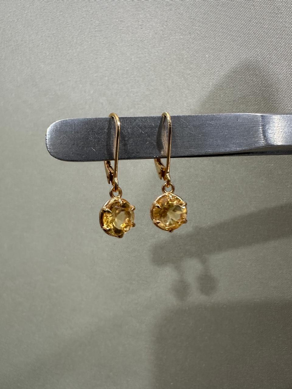 14K Gold Citrine Drop Earrings, 2 Ct Natural Gemstone, November Birthstone Gift