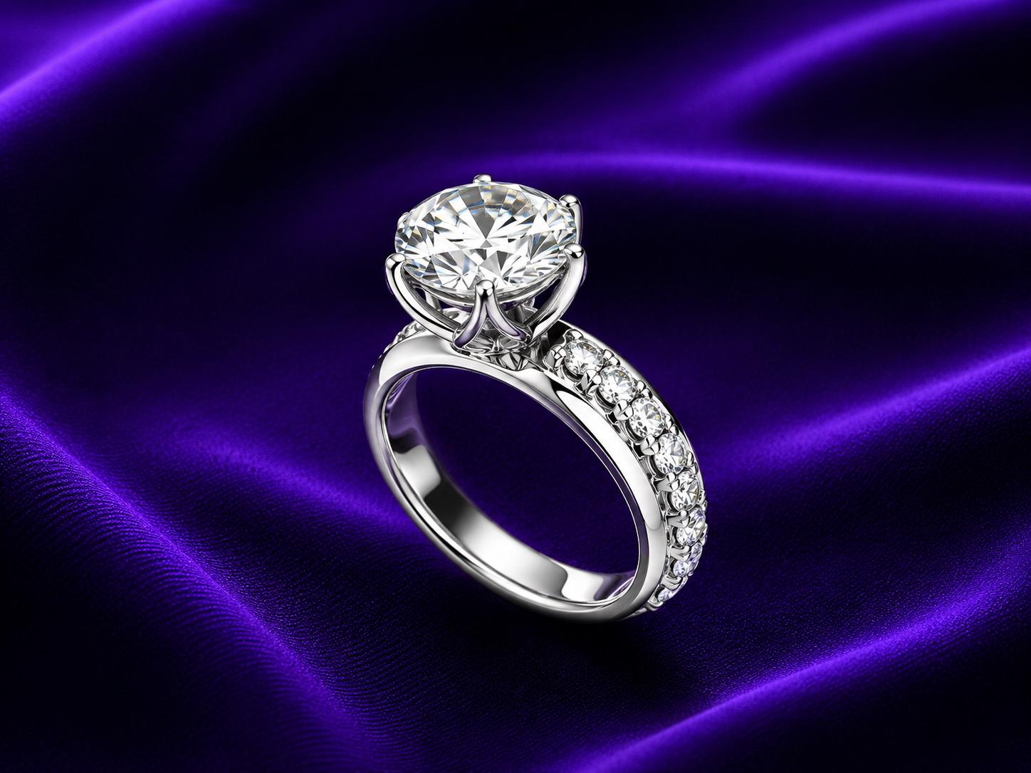 14K Gold Lotus Collet Moissanite Engagement Ring, 5 Ct Chunky Statement Ring, Luxury Bridal Ring