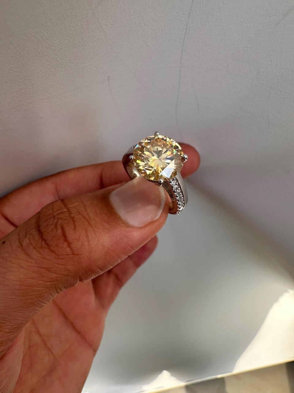 5 CT Yellow Moissanite Engagement Ring, 14K White Gold Luxury Gift for Her