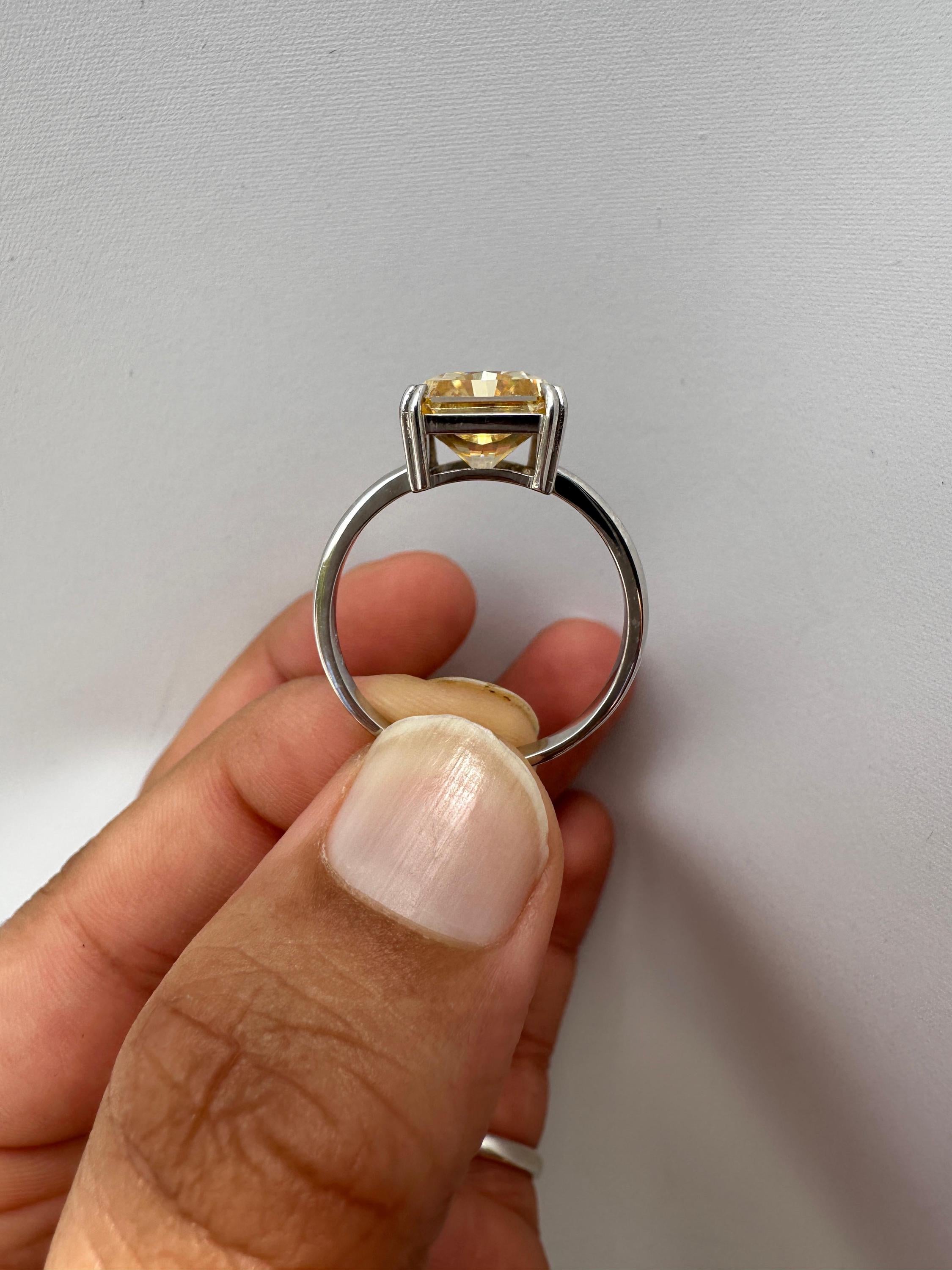 7 CT Radiant Moissanite Solitaire Ring | 14K White Gold Yellow Gemstone Band