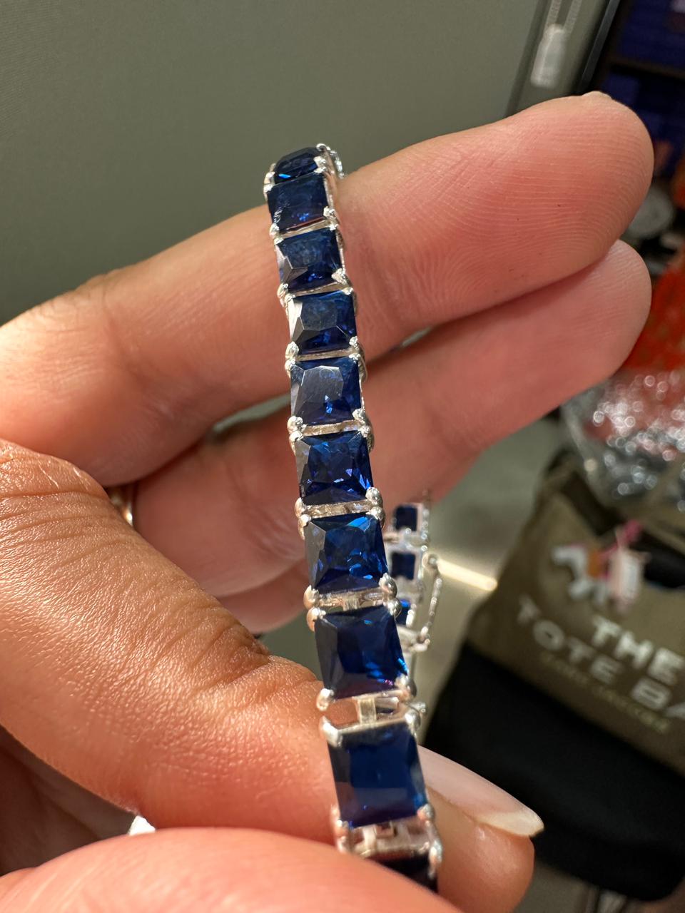 Royal Blue Sapphire Tennis Bracelet | 925 Sterling Silver, Luxury Gift for him