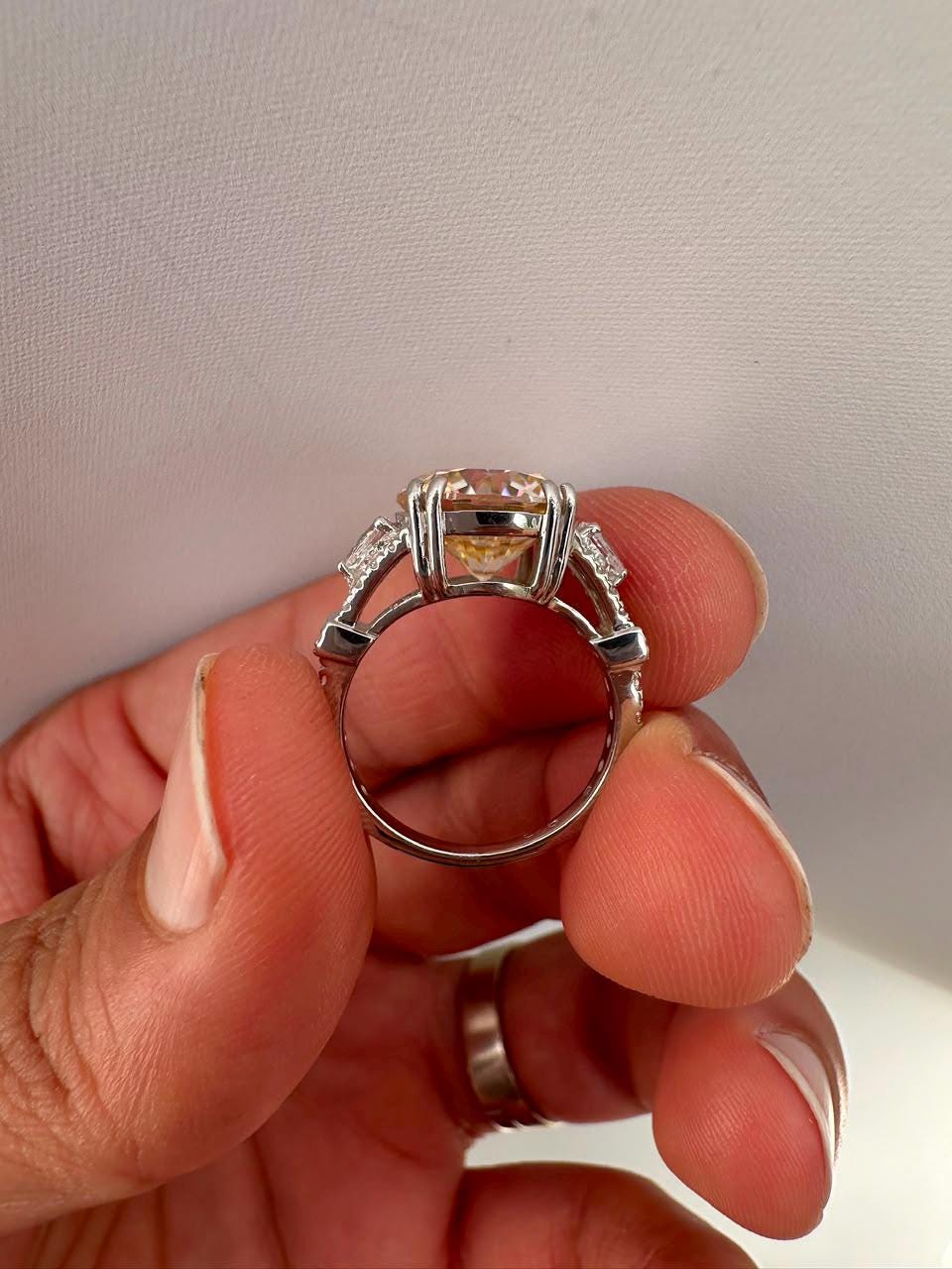 Vintage Yellow Moissanite Engagement Ring, 5 CT 14K White Gold Antique Style Ring