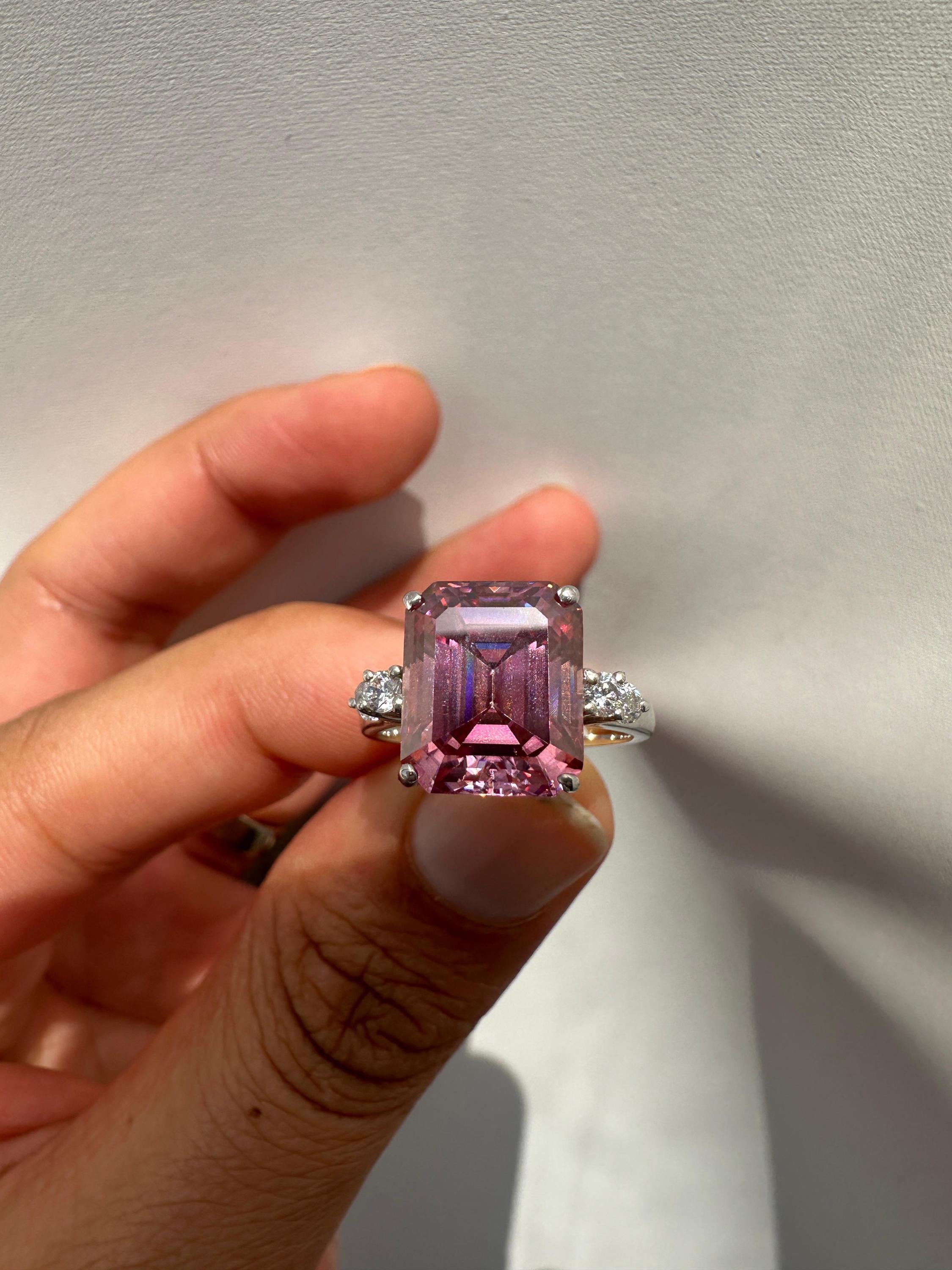 5 CT Pink Moissanite Ring, 14K White Gold, Luxury Engagement Ring Gift for Her