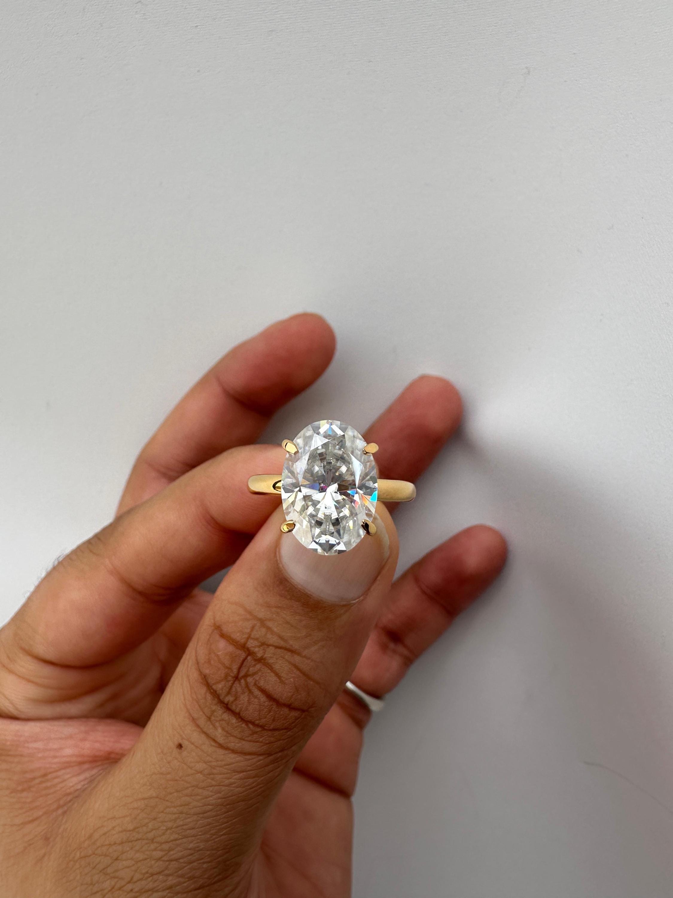 6 CT Chunky Moissanite Engagement Ring | 14K Yellow Gold | Luxury Gift for her