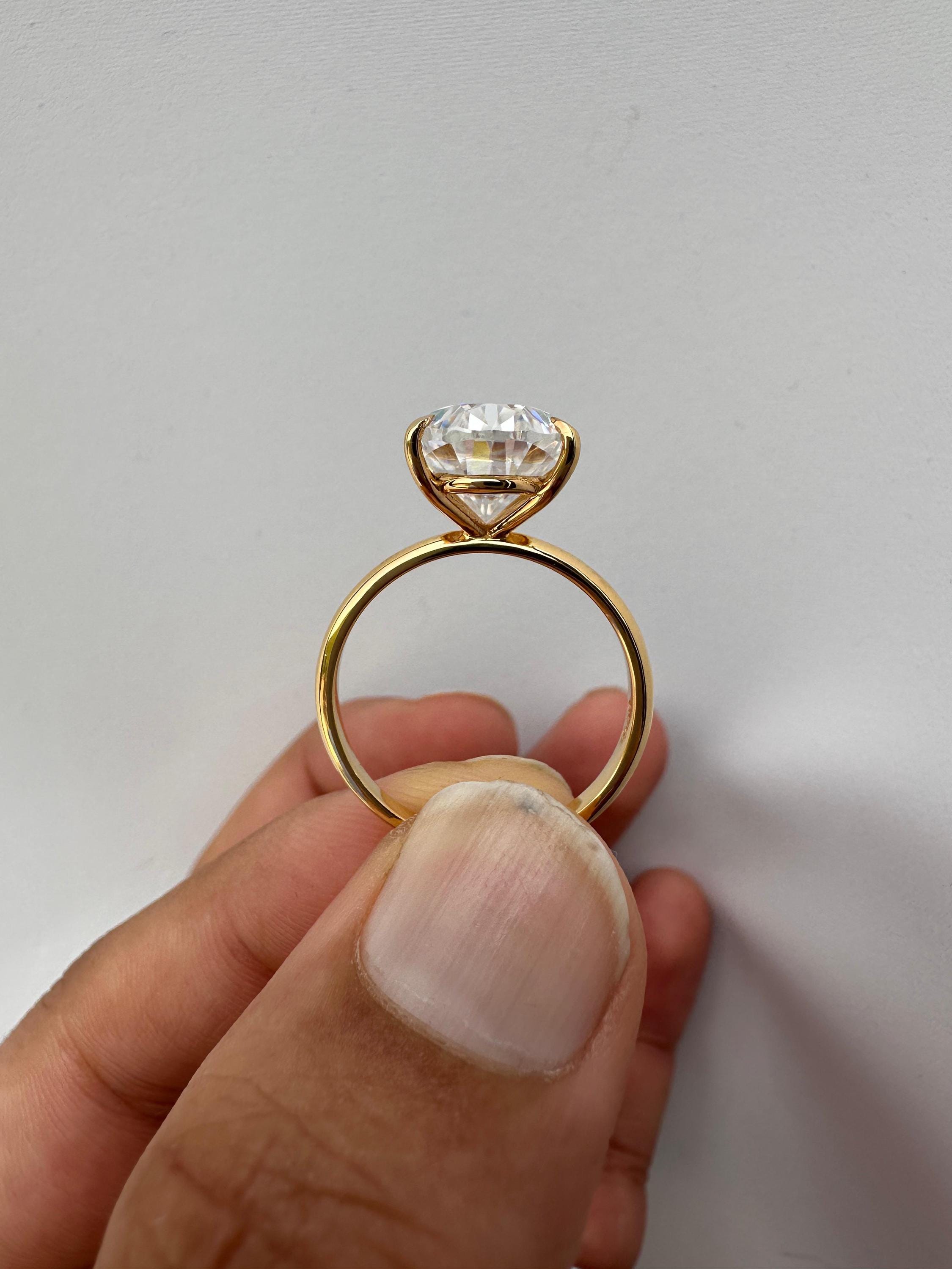 6 CT Chunky Moissanite Engagement Ring | 14K Yellow Gold | Luxury Gift for her