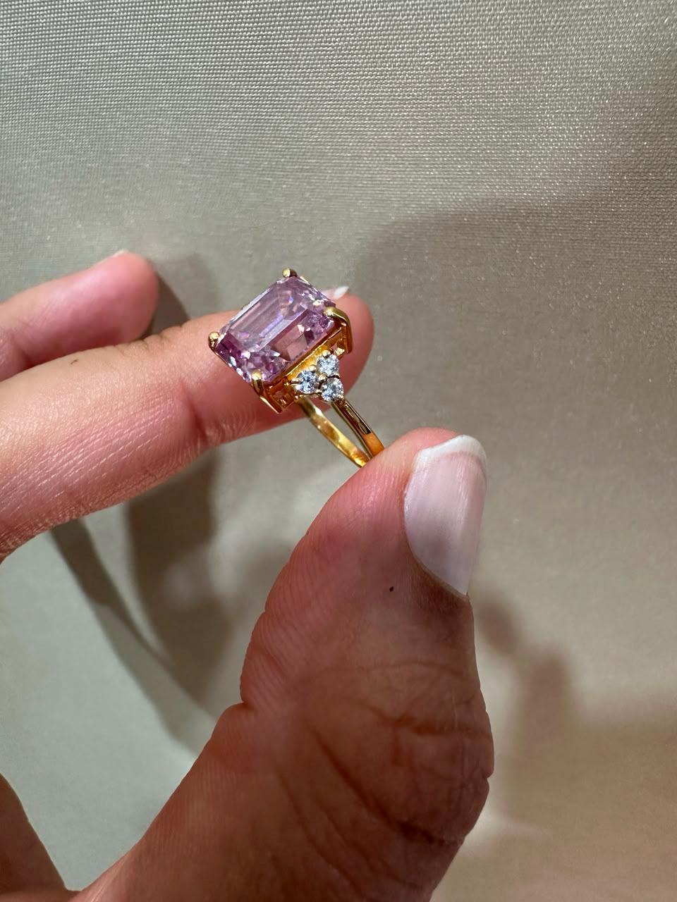 3 CT Pink Moissanite Engagement Ring 14K Gold, Luxury Proposal Ring, Gift for Her