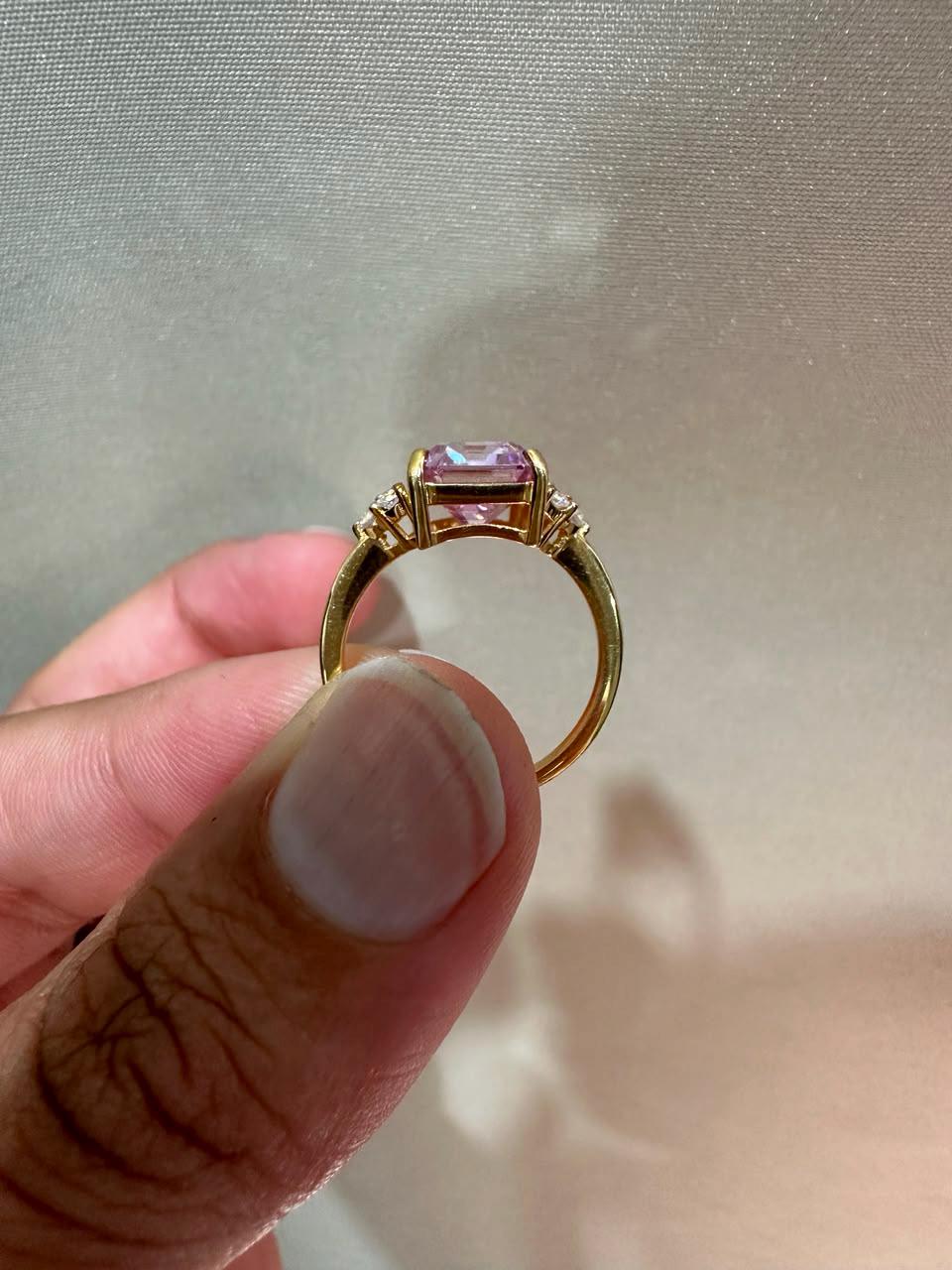 3 CT Pink Moissanite Engagement Ring 14K Gold, Luxury Proposal Ring, Gift for Her