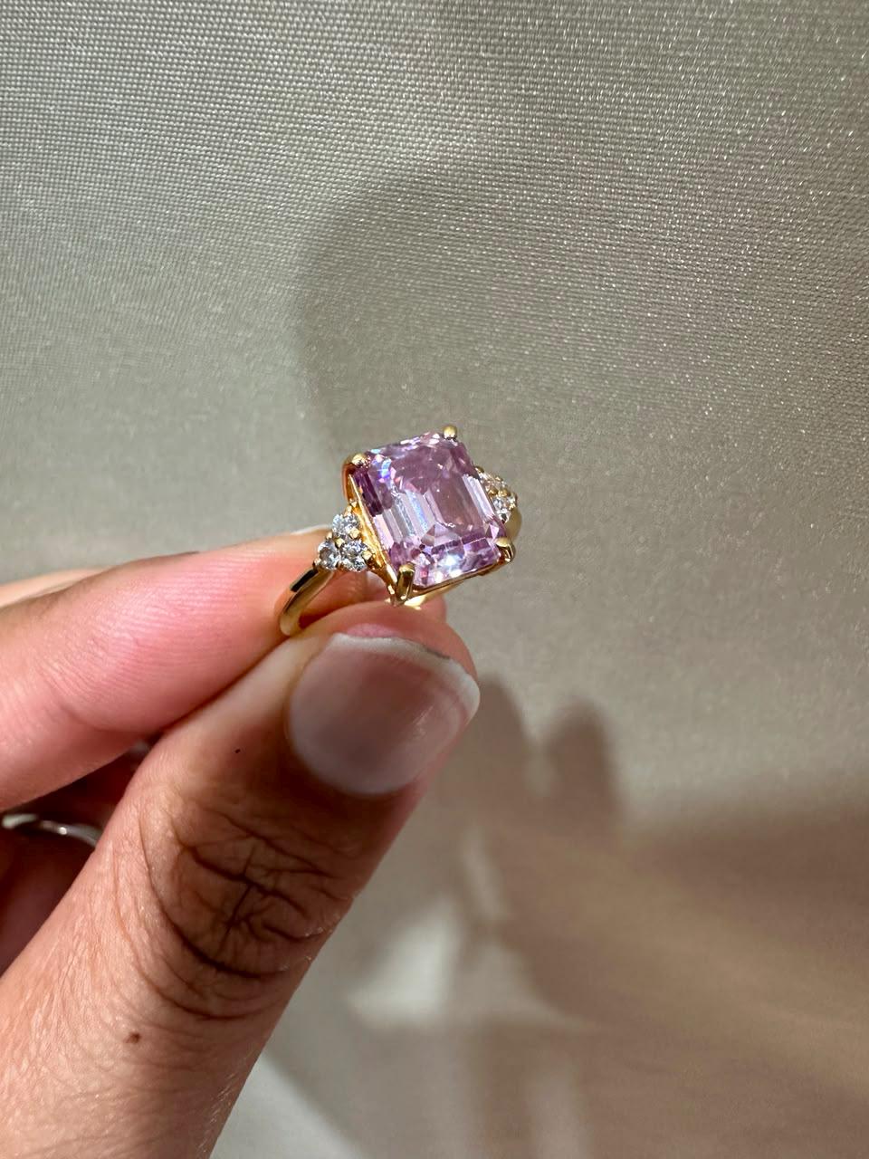 3 CT Pink Moissanite Engagement Ring 14K Gold, Luxury Proposal Ring, Gift for Her