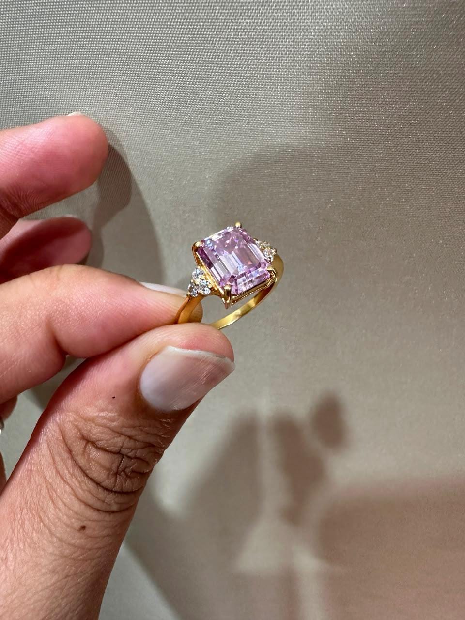 3 CT Pink Moissanite Engagement Ring 14K Gold, Luxury Proposal Ring, Gift for Her