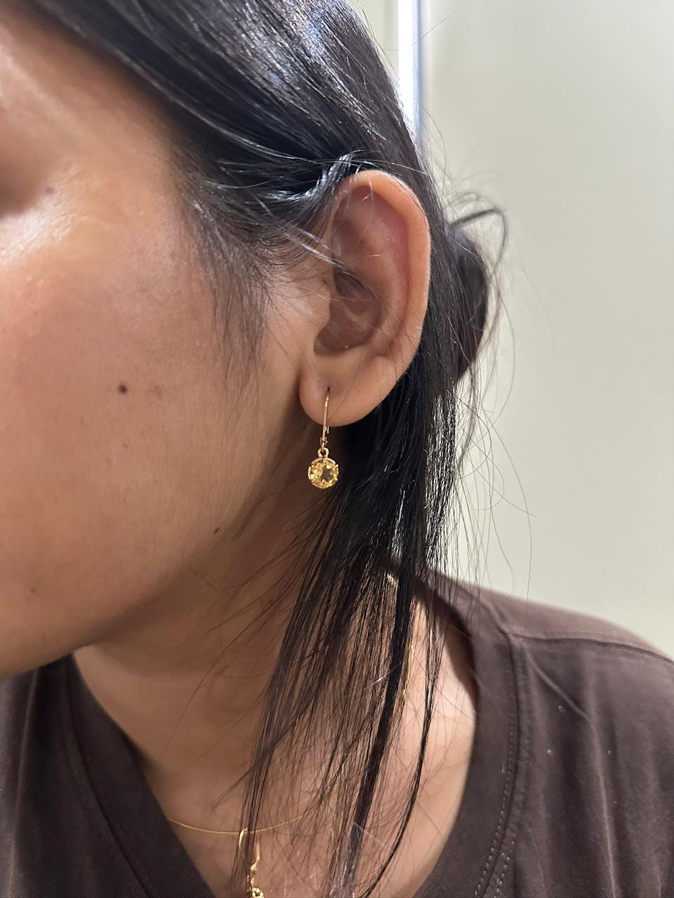 14K Gold Citrine Drop Earrings, 2 Ct Natural Gemstone, November Birthstone Gift