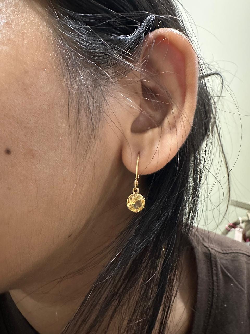 14K Gold Citrine Drop Earrings, 2 Ct Natural Gemstone, November Birthstone Gift