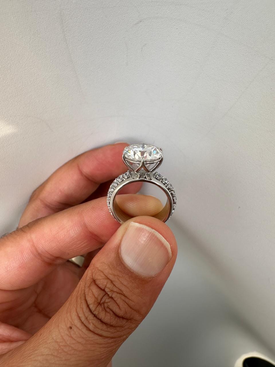 14K Gold Lotus Collet Moissanite Engagement Ring, 5 Ct Chunky Statement Ring, Luxury Bridal Ring