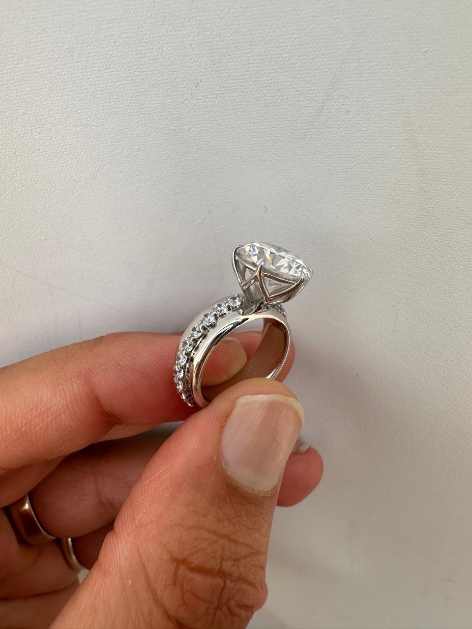 14K Gold Lotus Collet Moissanite Engagement Ring, 5 Ct Chunky Statement Ring, Luxury Bridal Ring