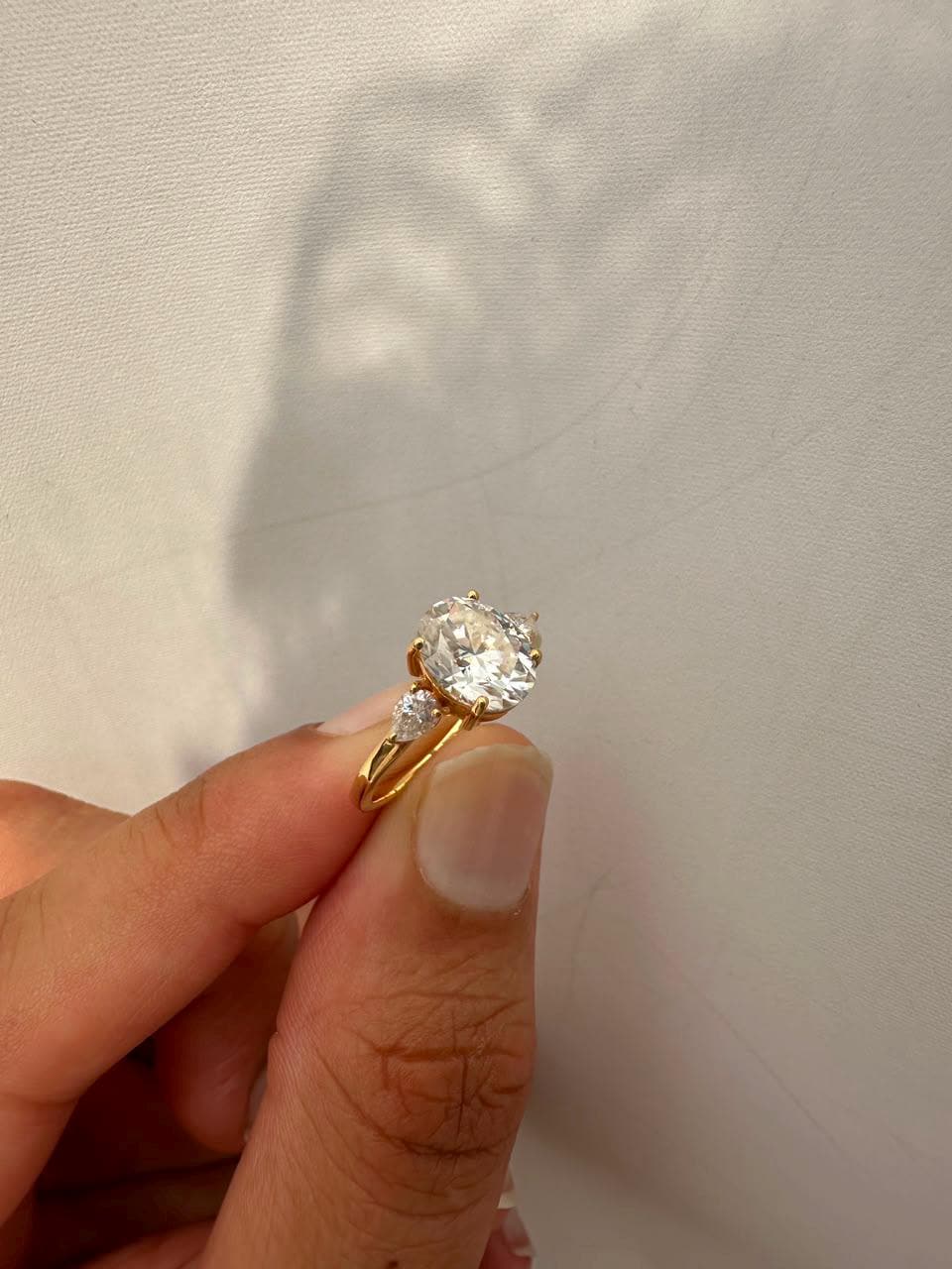 2 CT Oval Moissanite Engagement Ring 14K Yellow Gold, Promise Ring Gift for Her