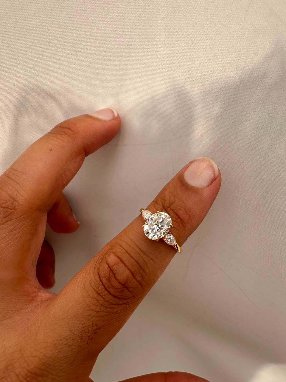 2 CT Oval Moissanite Engagement Ring 14K Yellow Gold, Promise Ring Gift for Her