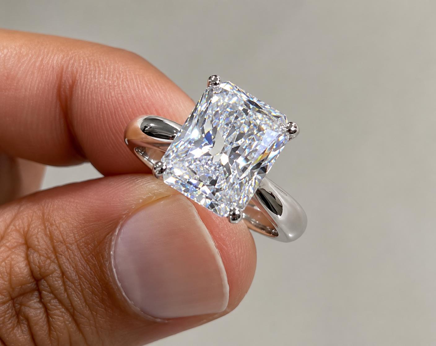 3 CT Radiant cut Moissanite Engagement Ring 14k White Gold Luxury Gift for her