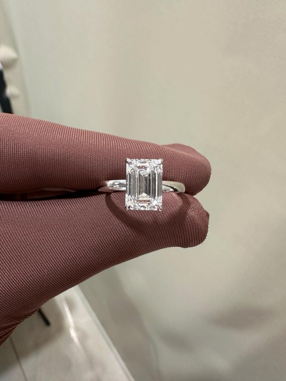 3 Ct Emerald Cut Lab Diamond Solitaire Engagement Ring, IGI Certified Bridal Wedding Ring