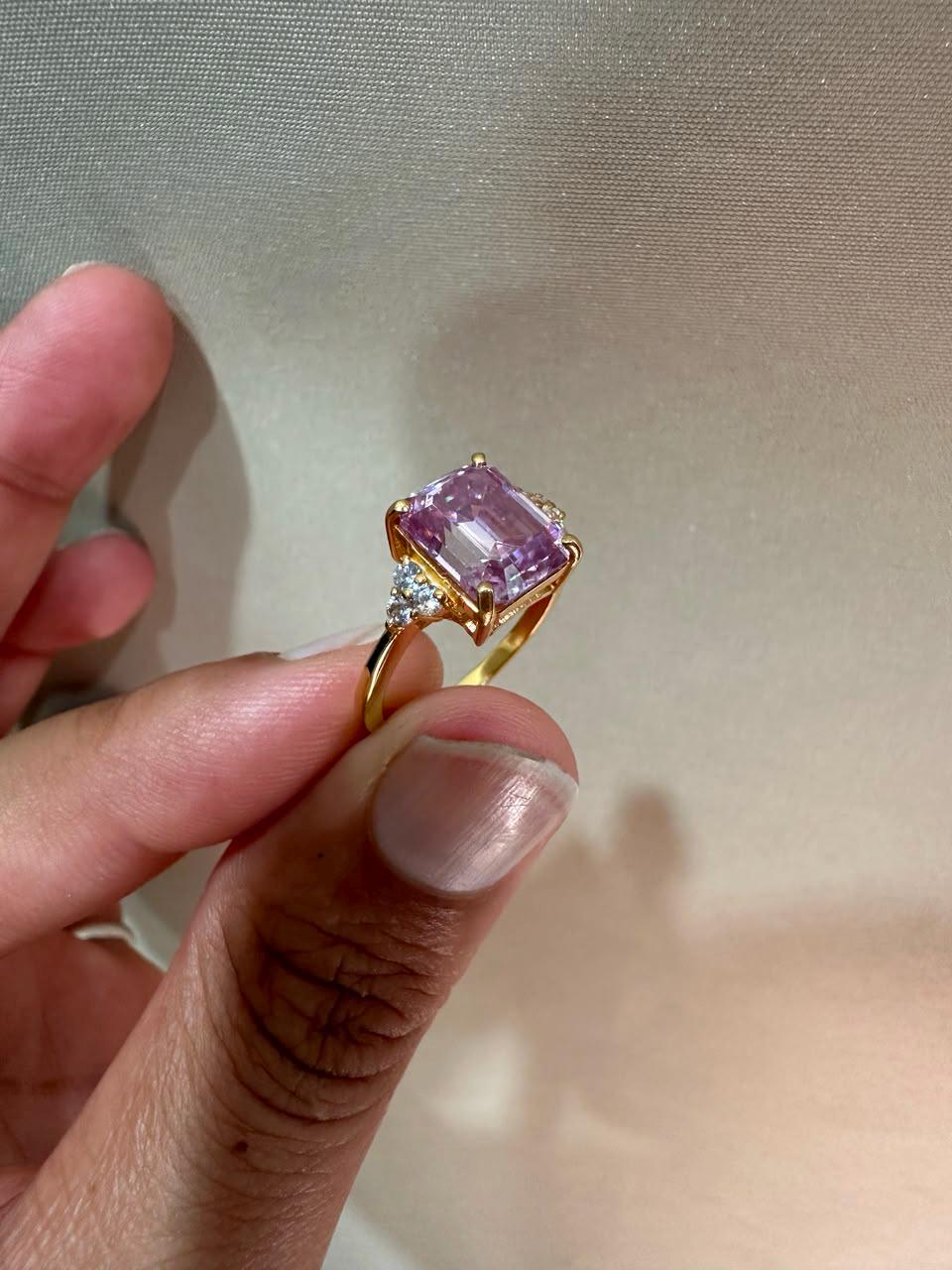 3 CT Pink Moissanite Engagement Ring 14K Gold, Luxury Proposal Ring, Gift for Her