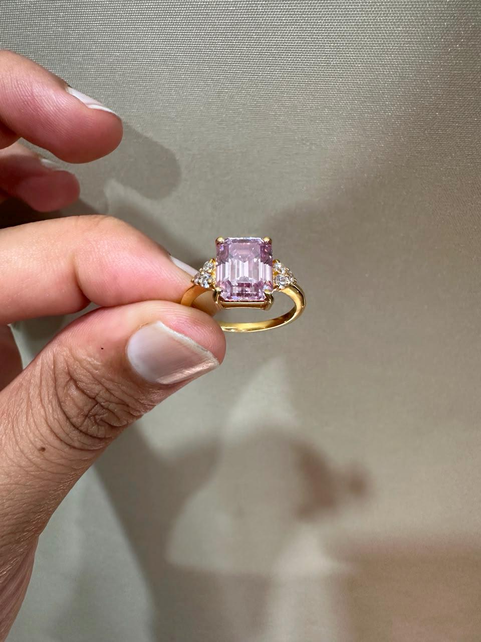 3 CT Pink Moissanite Engagement Ring 14K Gold, Luxury Proposal Ring, Gift for Her