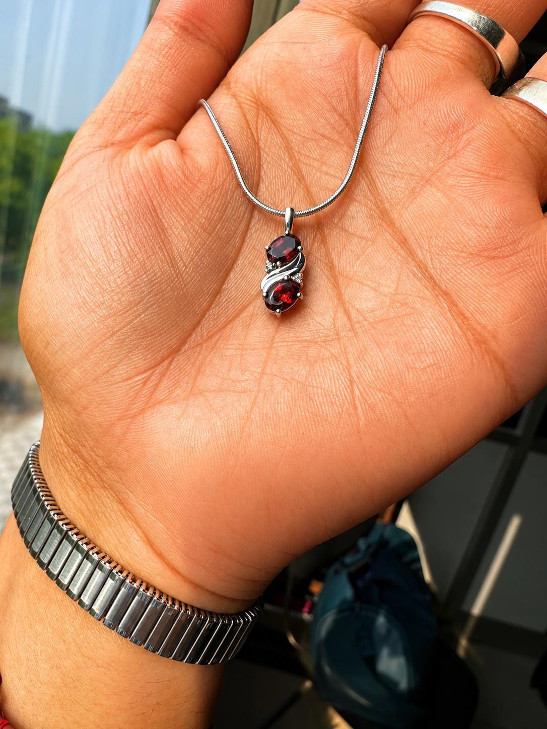 Red Garnet Pendant | 925 Sterling Silver Necklace | January Birthstone Jewelry