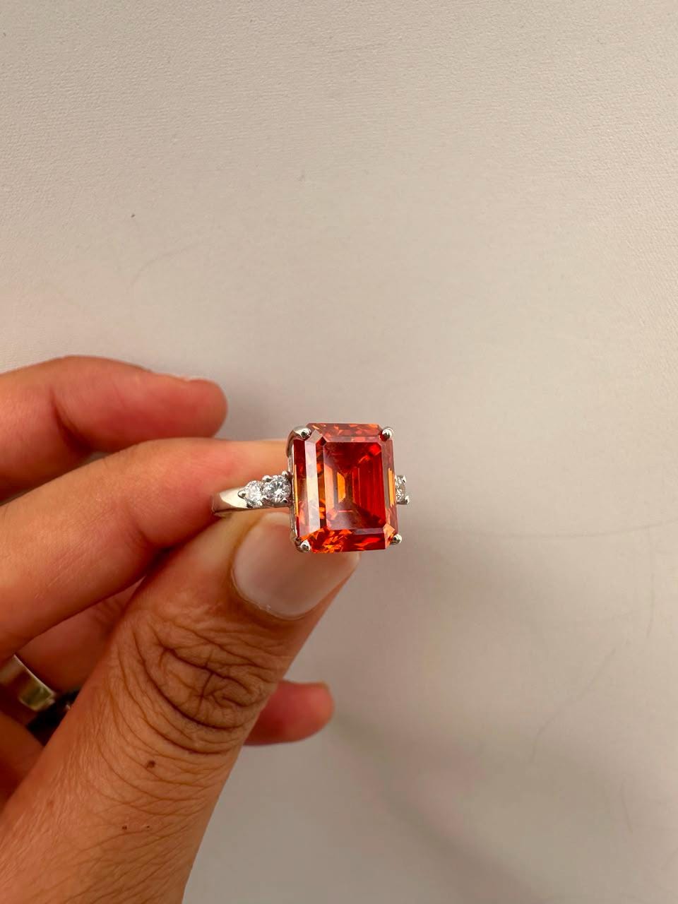 5 CT Emerald Cut Fire Moissanite Ring, 14K White Gold Engagement Ring