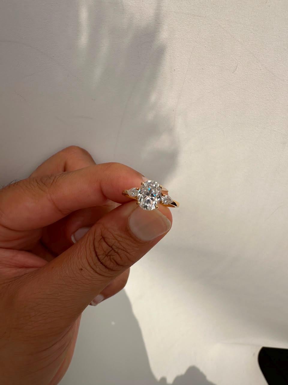 2 CT Oval Moissanite Engagement Ring 14K Yellow Gold, Promise Ring Gift for Her