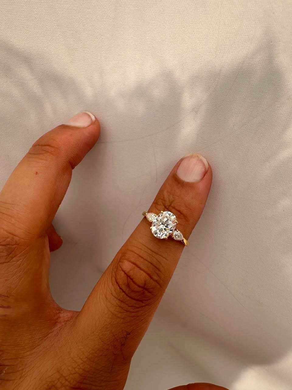 2 CT Oval Moissanite Engagement Ring 14K Yellow Gold, Promise Ring Gift for Her