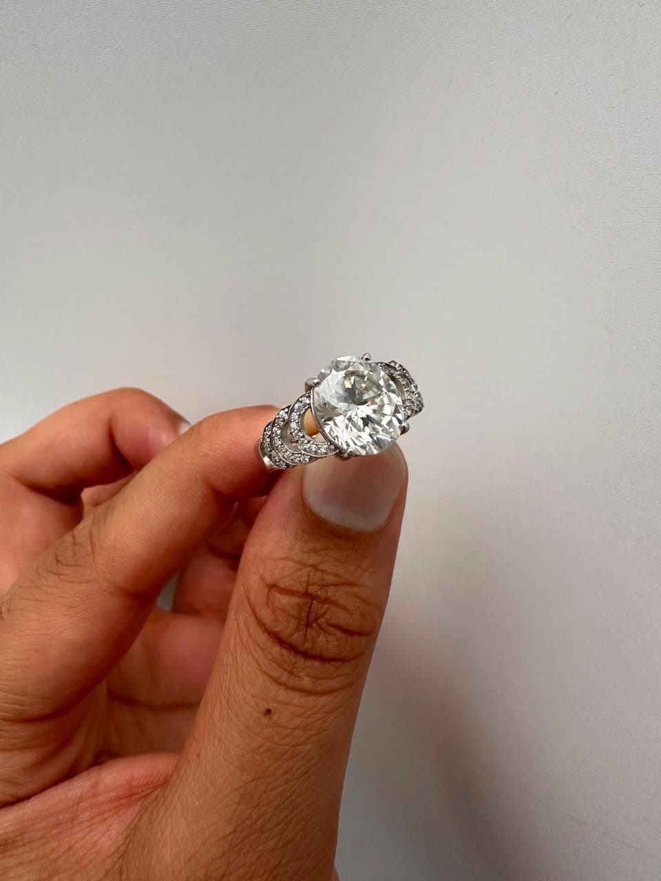 6 CT Oval Cut Moissanite Engagement Ring, 14K White Gold, Anniversary Gift for Her