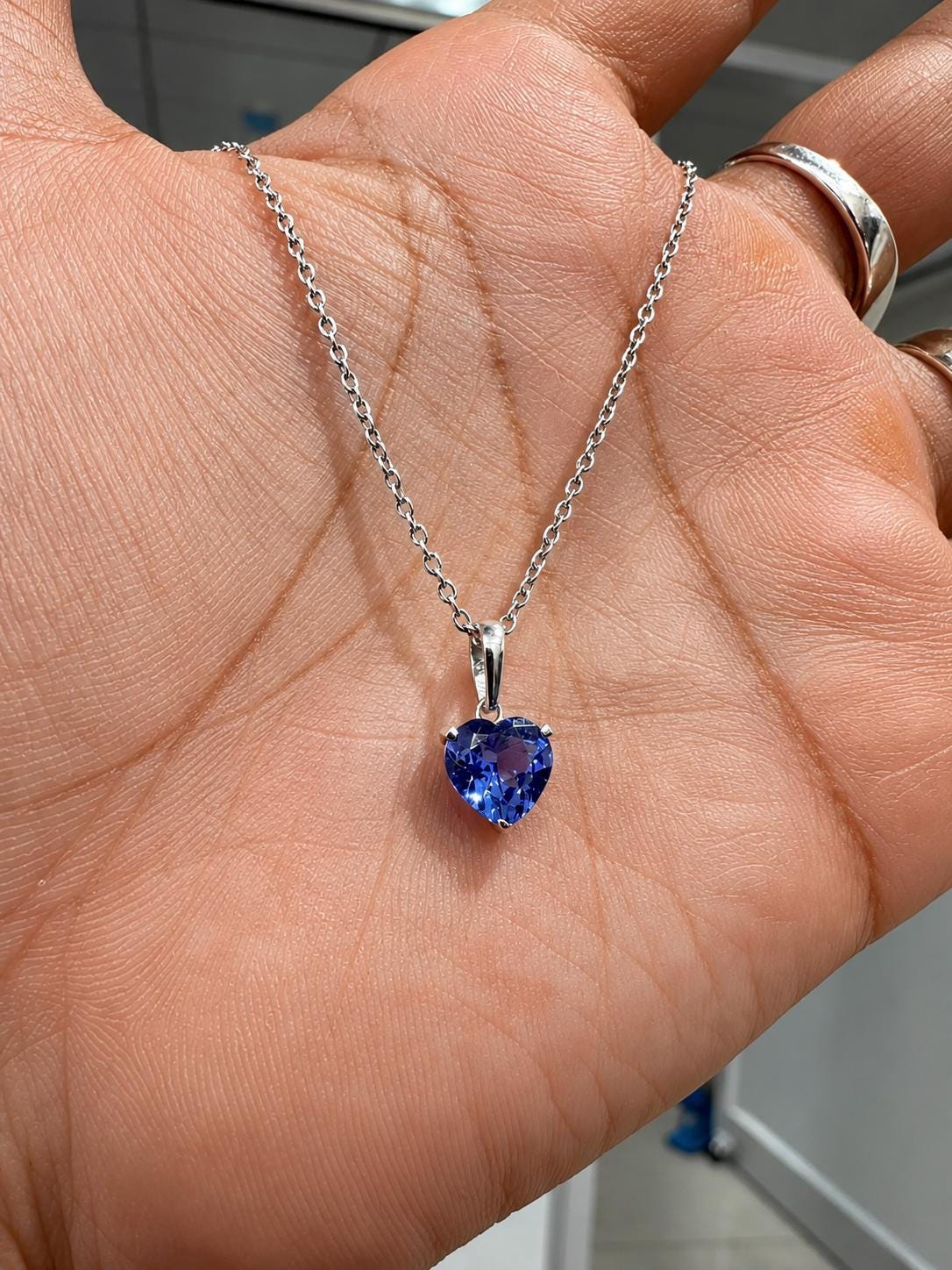 2 CT Heart Tanzanite Pendant | 14K White Gold Solitaire, December Birthstone Jewelry