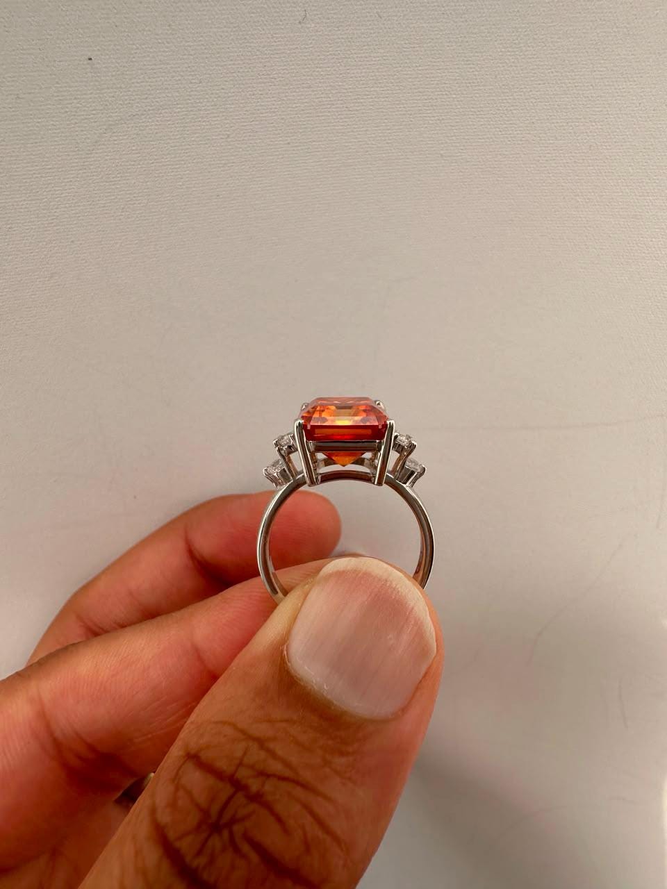 5 CT Emerald Cut Fire Moissanite Ring, 14K White Gold Engagement Ring