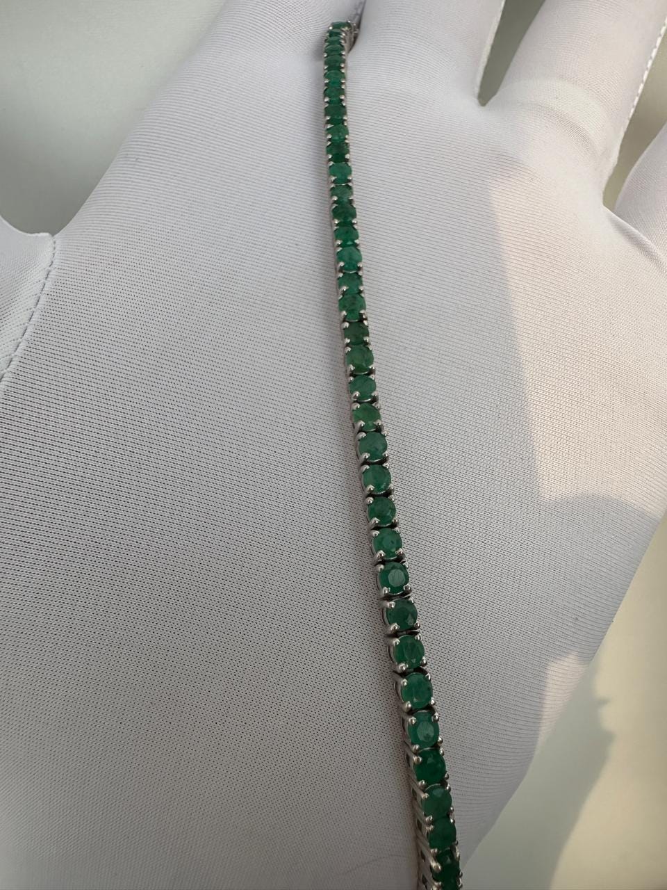 5 Carat Emerald Tennis Bracelet | 14K White Gold, Round Cut Gemstone Jewelry