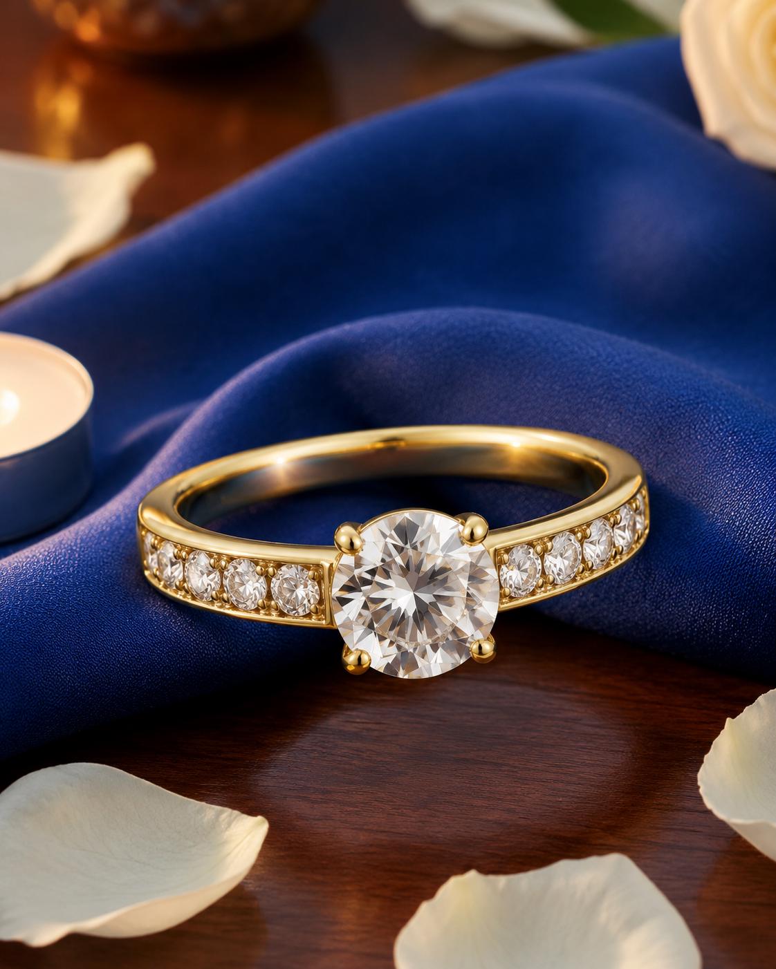 Custom 5 CT Moissanite Ring for Antonia - 14k Yellow gold vermeil finish