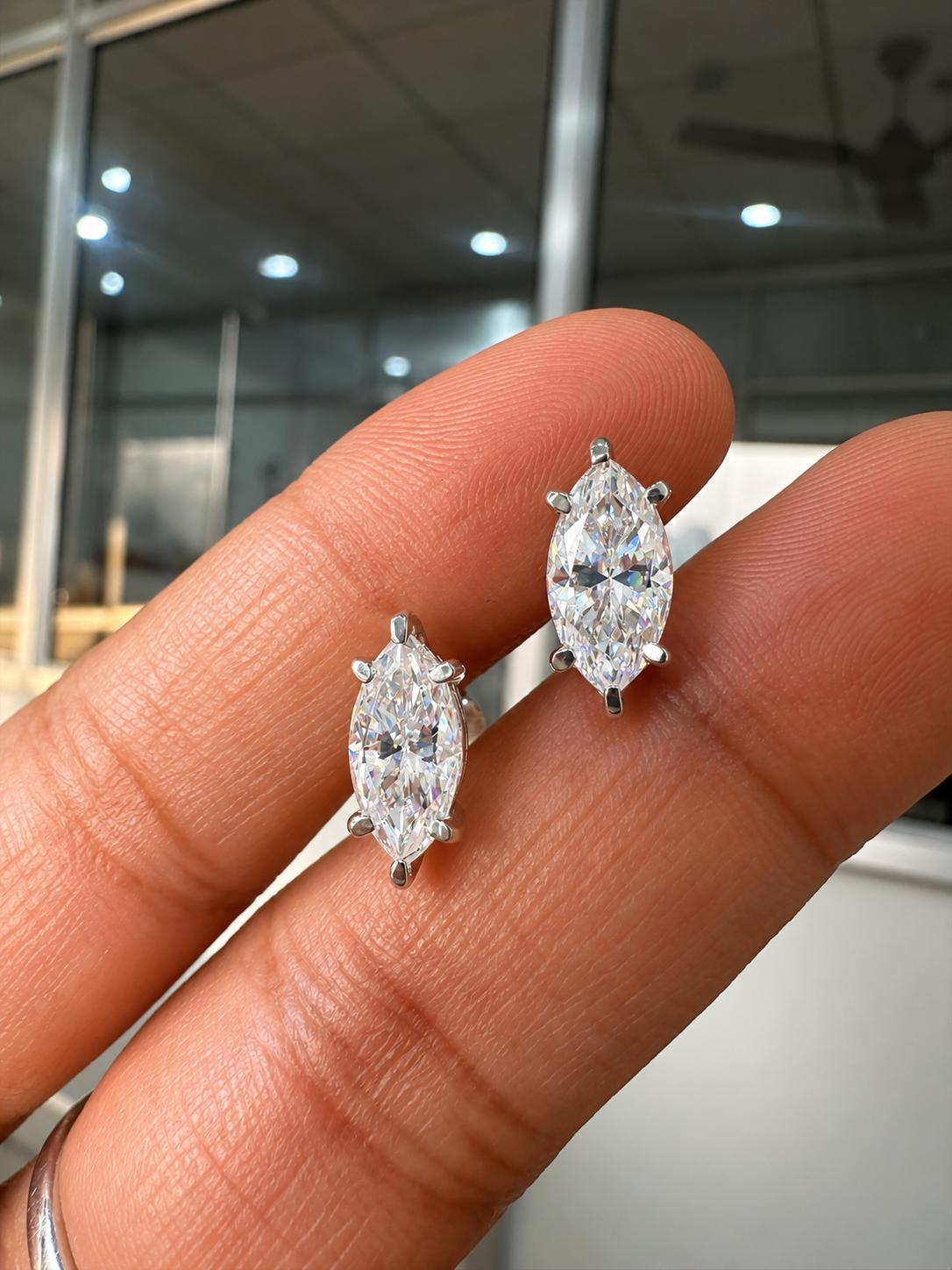 Marquise Moissanite Earrings | 5 CT Daimond Alternative Jewelry | 925 Silver