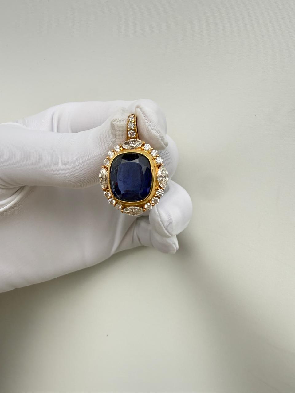 Heirloom Sapphire Moissanite Necklace | 14K Gold Vermeil Designer Jewelry | Luxury Gift for Her