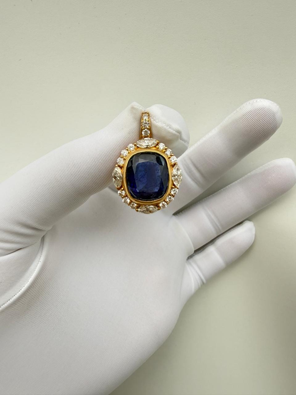 Heirloom Sapphire Moissanite Necklace | 14K Gold Vermeil Designer Jewelry | Luxury Gift for Her