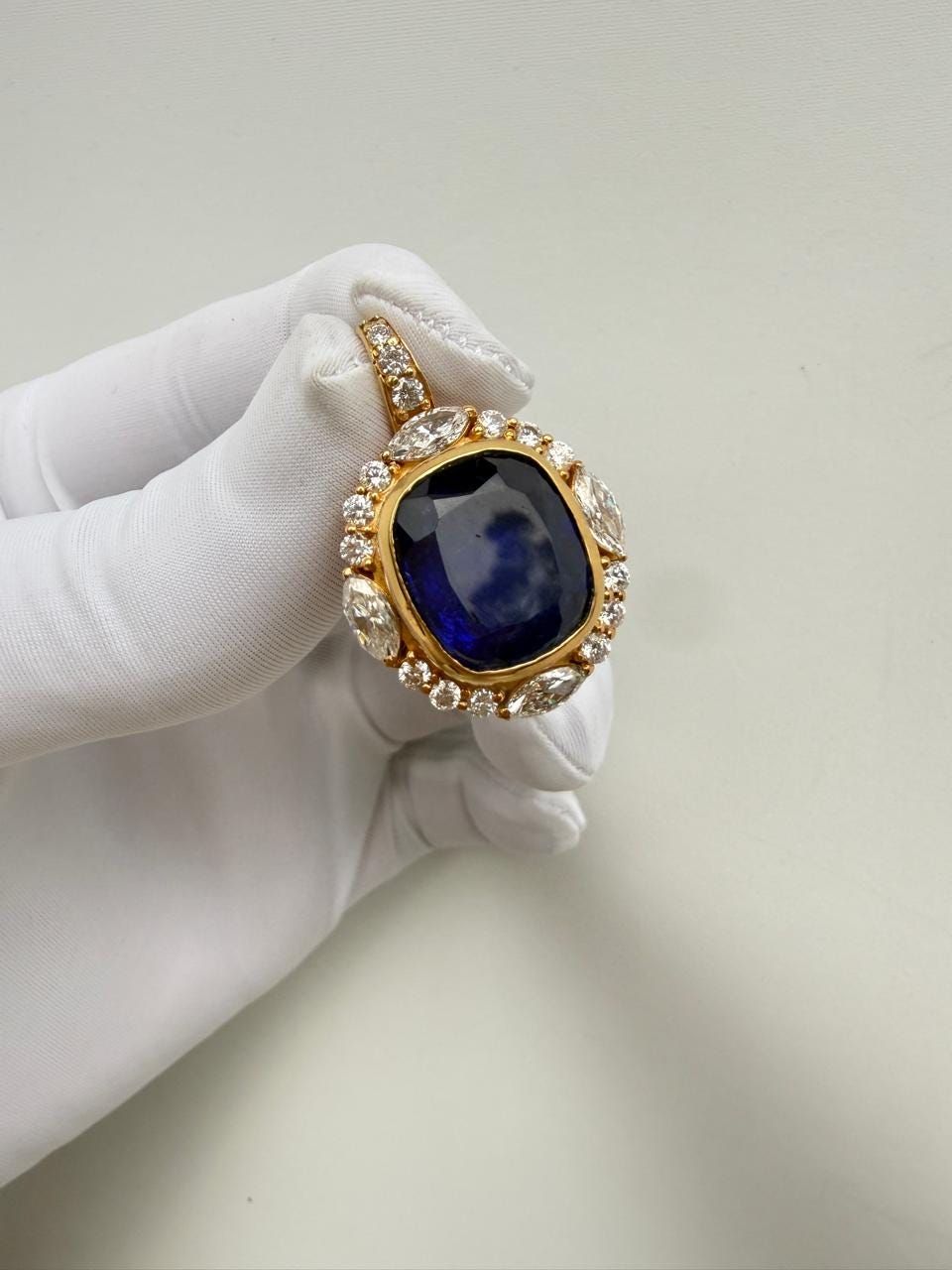 Heirloom Sapphire Moissanite Necklace | 14K Gold Vermeil Designer Jewelry | Luxury Gift for Her