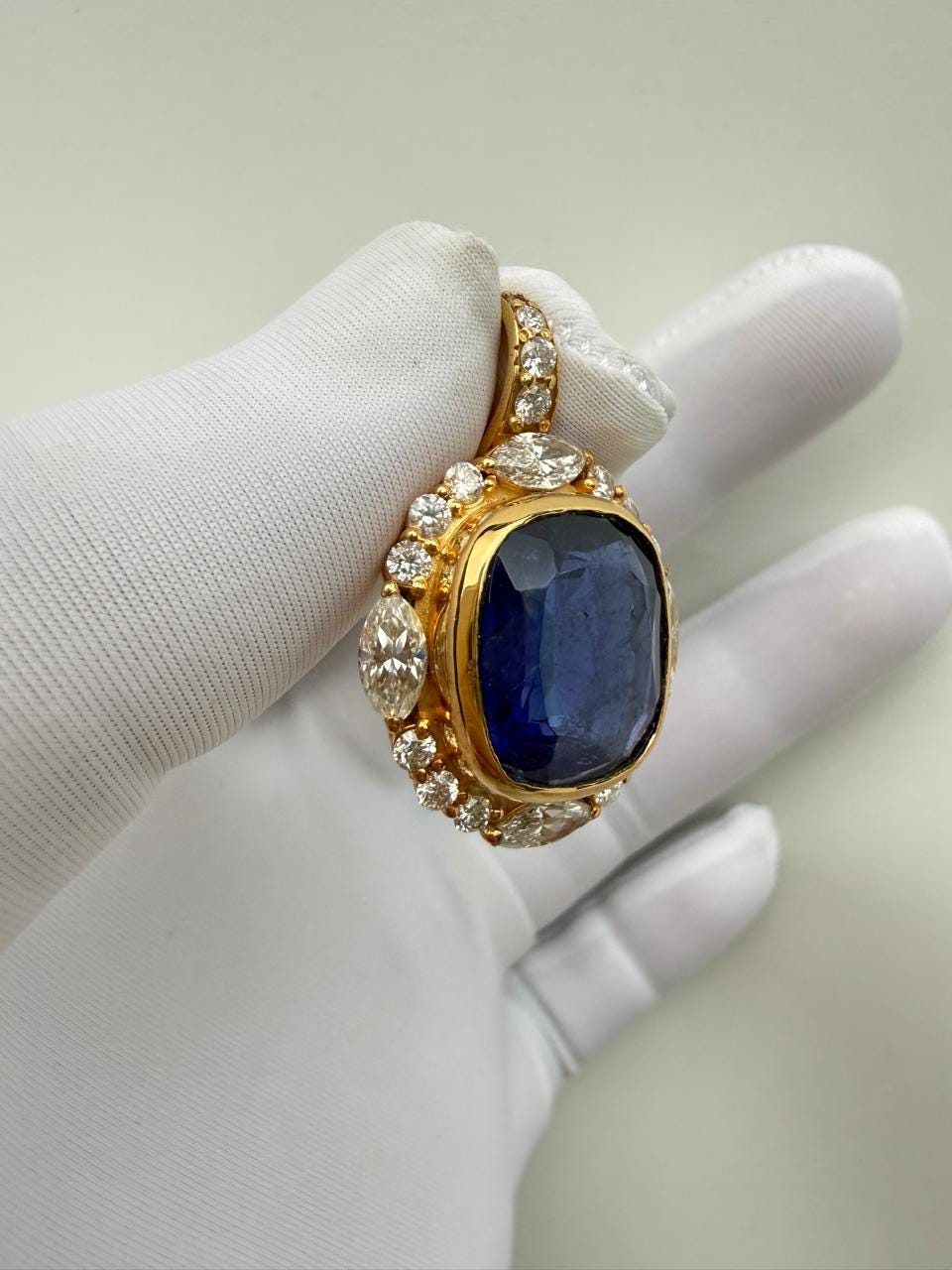 Heirloom Sapphire Moissanite Necklace | 14K Gold Vermeil Designer Jewelry | Luxury Gift for Her