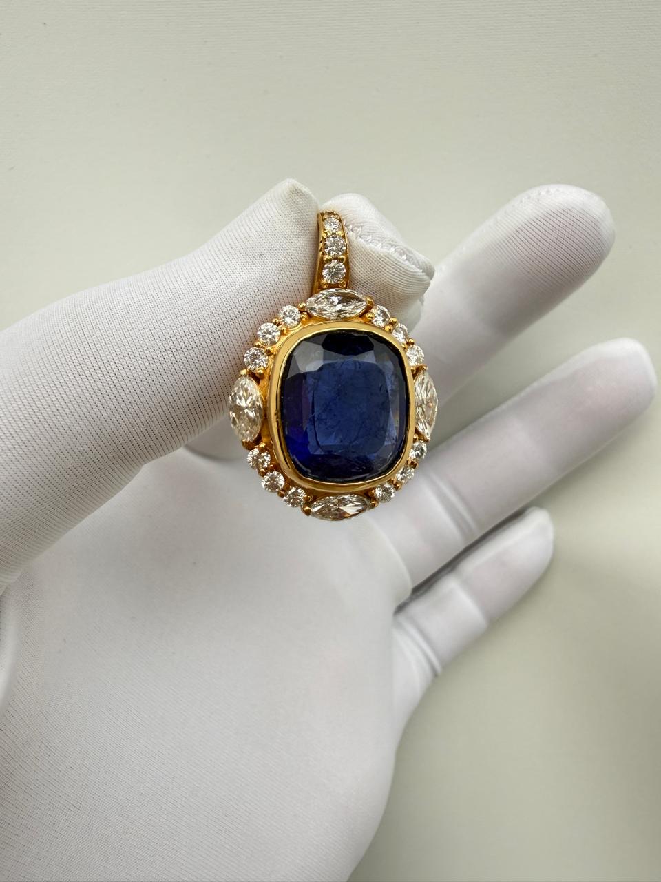 Heirloom Sapphire Moissanite Necklace | 14K Gold Vermeil Designer Jewelry | Luxury Gift for Her