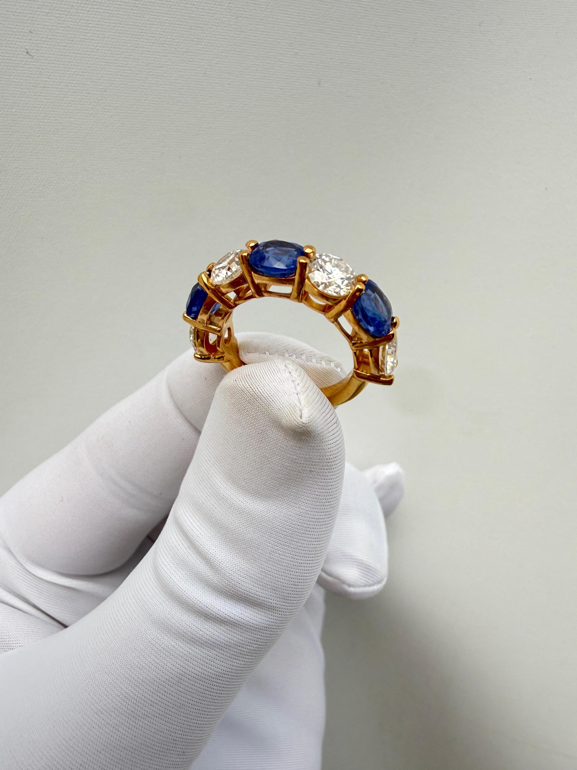 Cushion Sapphire Moissanite Band | 14K Gold Vermeil Ring | Anniversary Gift for Her