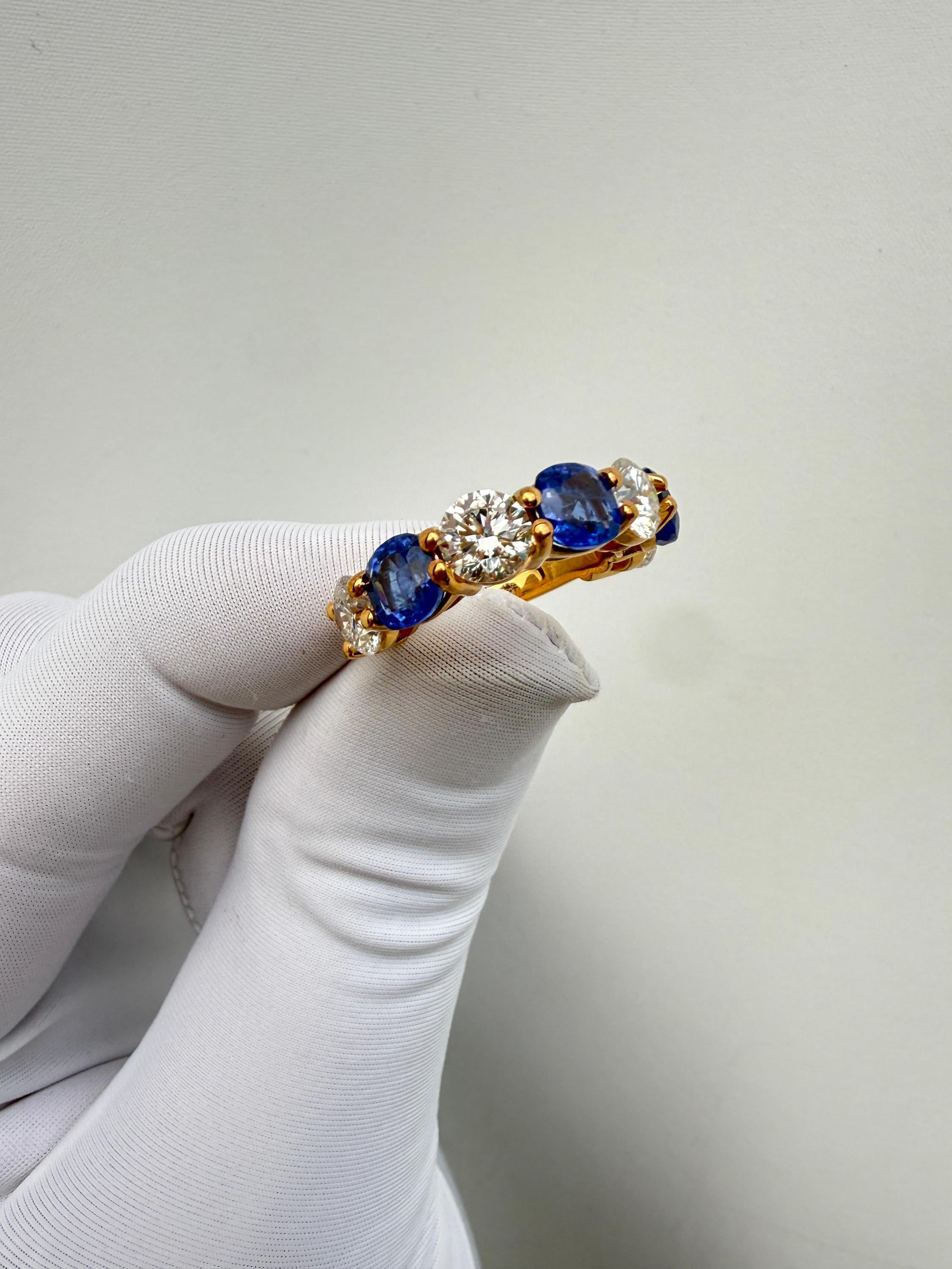 Cushion Sapphire Moissanite Band | 14K Gold Vermeil Ring | Anniversary Gift for Her