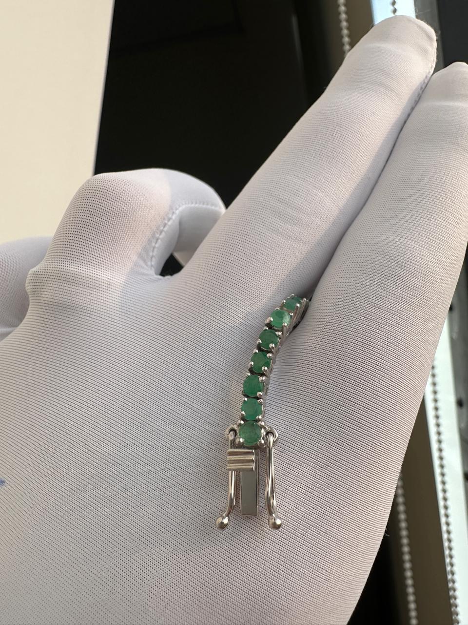 5 Carat Emerald Tennis Bracelet | 14K White Gold, Round Cut Gemstone Jewelry
