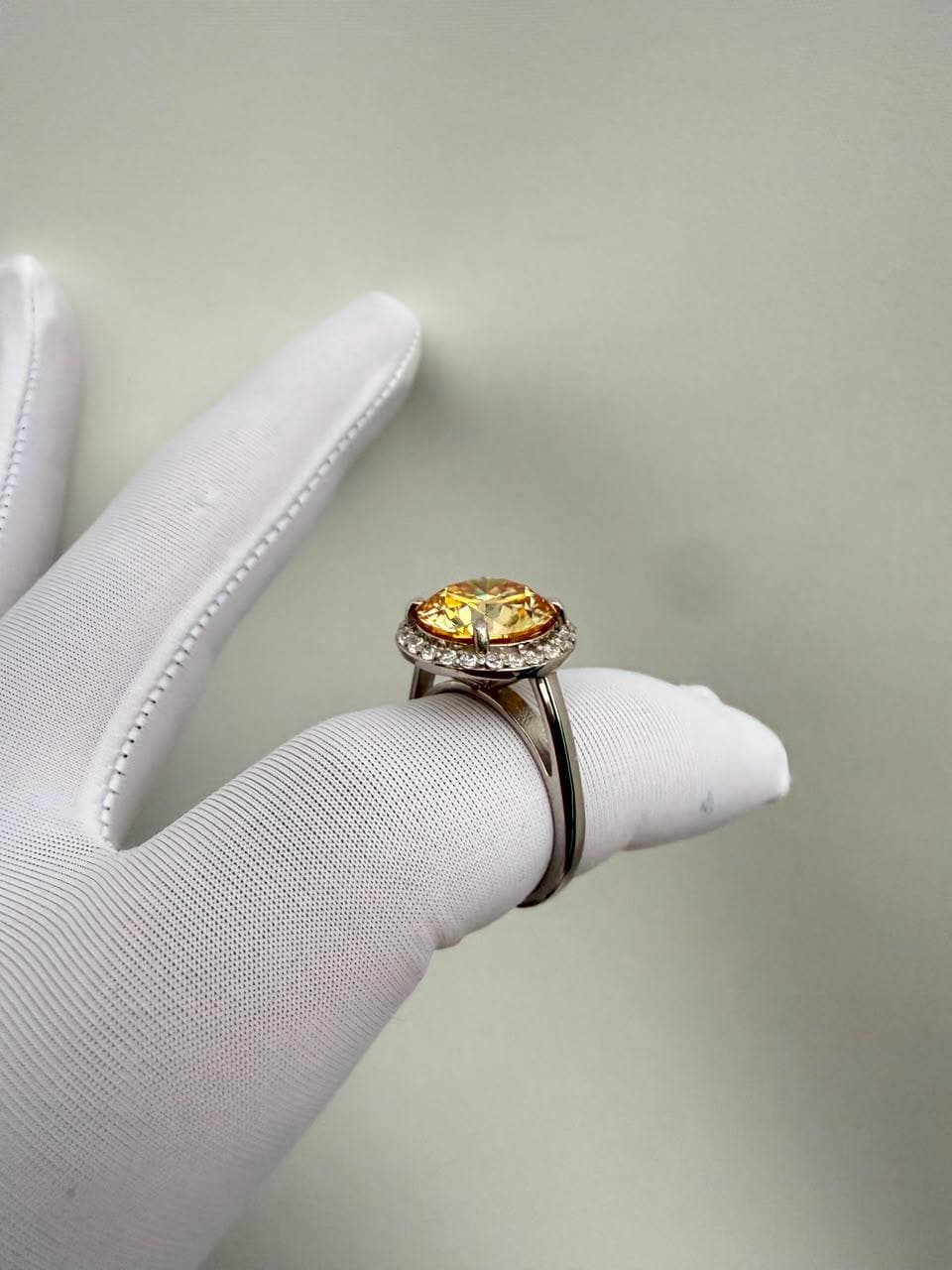 4 CT Yellow Moissanite Halo Engagement Ring | 14K White Gold | Elegant Gift for Her