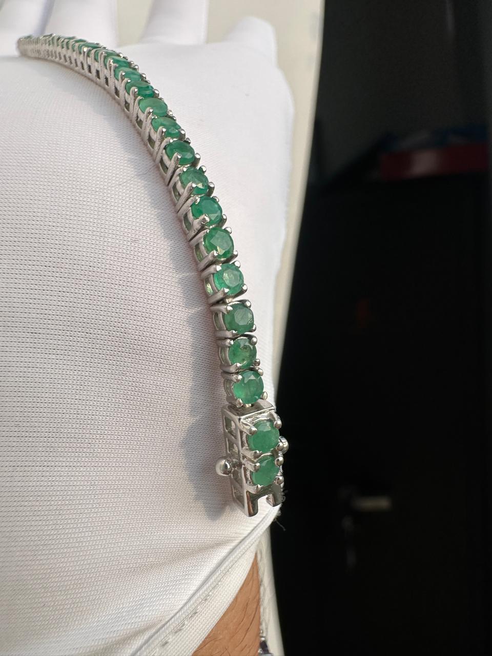 18 CT Ruby Emerald Sapphire Tennis Bracelet Stack | 14K White Gold, Gift for him