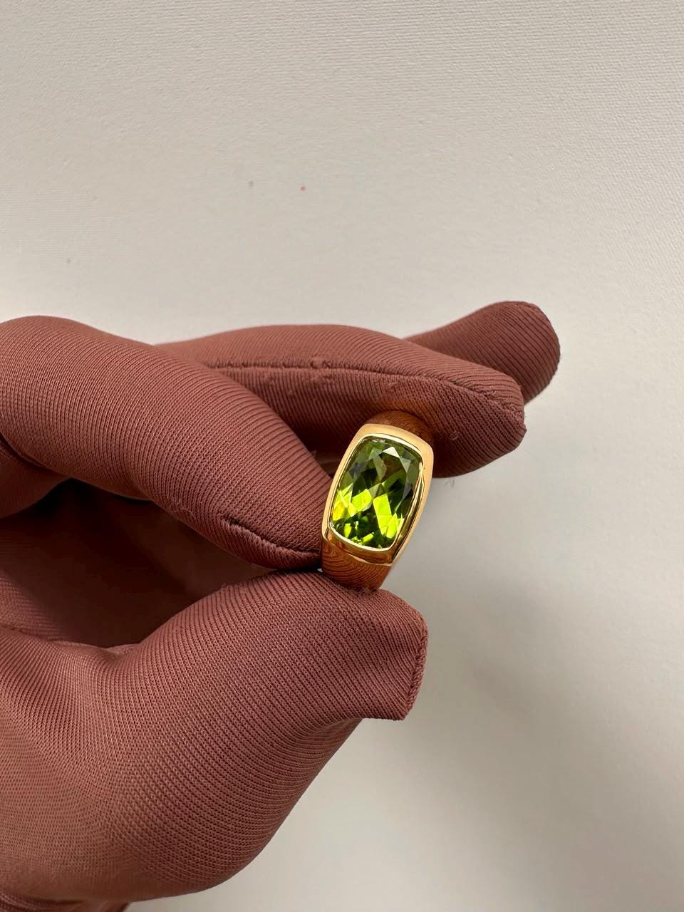 Peridot Signet Ring | 14K Yellow Gold , 3 CT Natural Gemstone Engagement Ring | August Birthstone