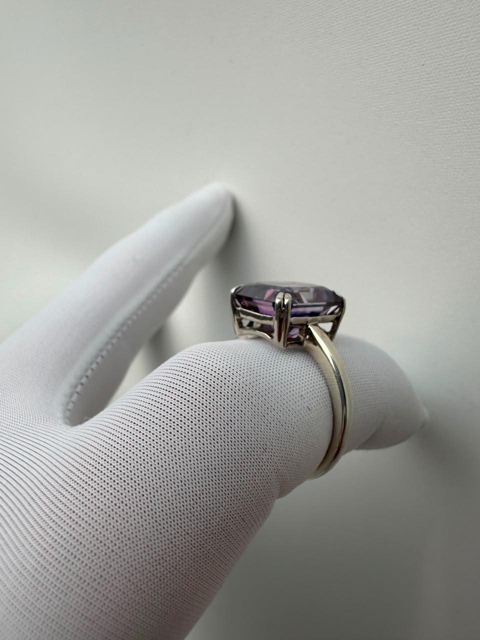 Purple Moissanite Engagement Ring | 6 CT Radiant Cut 14K White Gold Solitaire