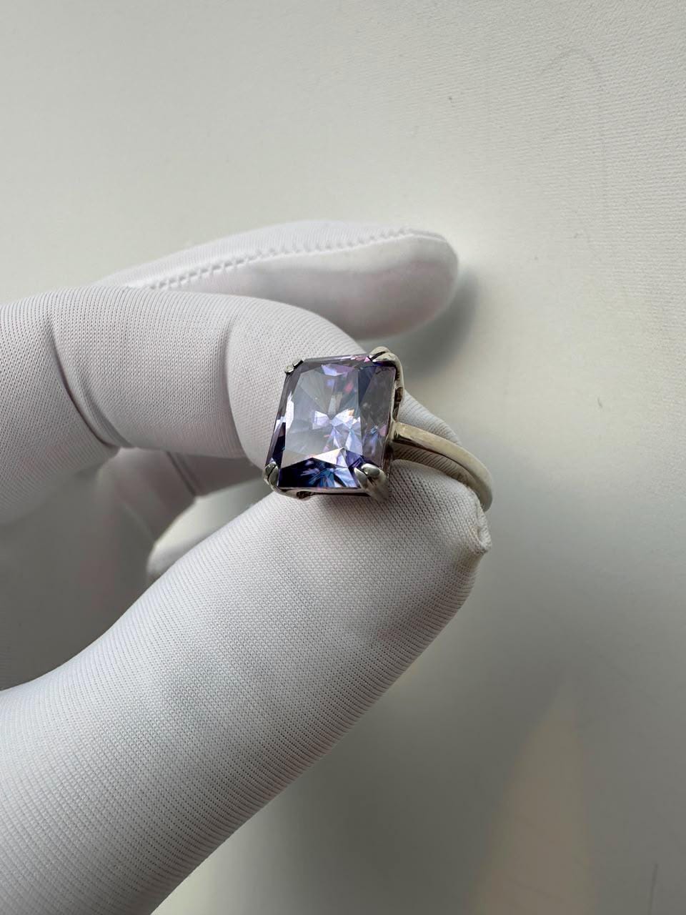 Purple Moissanite Engagement Ring | 6 CT Radiant Cut 14K White Gold Solitaire
