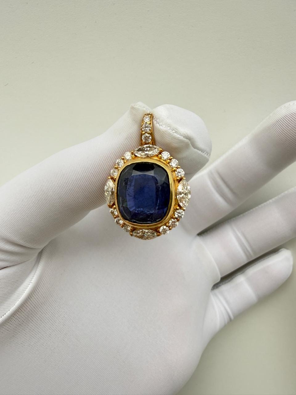 Heirloom Sapphire Moissanite Necklace | 14K Gold Vermeil Designer Jewelry | Luxury Gift for Her